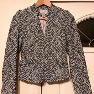 H&M Black and White Geometric Blazer